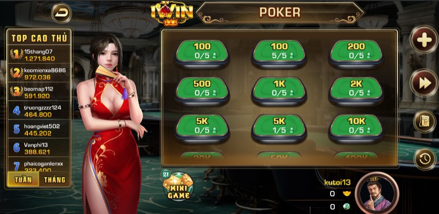 game bài poker iwin